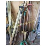 gardening tools shovels pitch fork misc wood