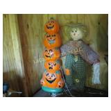 blow mold pumpkin stack and scarecrow