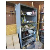 metal shelving unit w all misc contents
