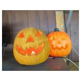 2 lighted pumpkin decorations