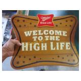 Miller High Life beer sign wood