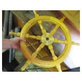 wooden ships wheel w brass center