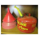 3 gas cans & funnels one metal Ariens