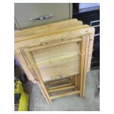 4 wooden folding TV trays stands