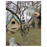 bird house glass ball hanging & plaque