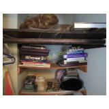 top 3 shelves books wigs hats large keys