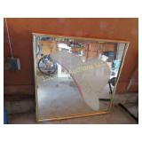 large mirror w women & hat gold frame