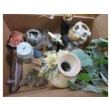 assorted decor seagull clay figure plant shells