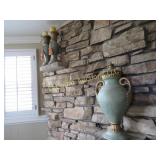 3 decorative pieces candle holders covered urn