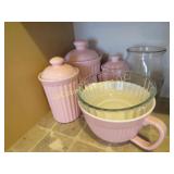 pink canister set mixing bowl