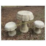3pc mushroom garden table stool set