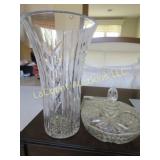 crystal covered candy dish & vase