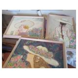 3 paintings embelished w jewelry Connie Lee