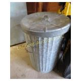 galvanized trash can w scrap campfire wood
