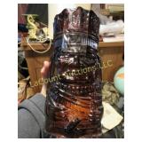 glass amber Indian chief  tobacco jar container