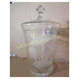 mod glass mushroom etched covered jar container