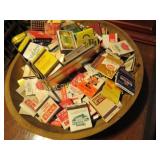 primitive wood bowl w vintage matches
