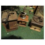 3 vintage coffee grinders