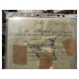 vintage 1800s deed type paper wax seal document