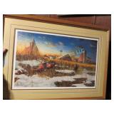 framed farm pheasant print Hansel signed LE