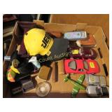 assorted toys razor hats scoop wallet misc goodies