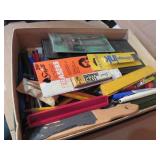 assorted vintage office supplies drafting set