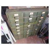 rare 27 drawer metal storage cabinet misc contents