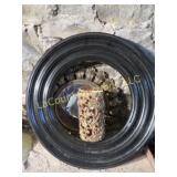 gold MCM wall mirror ornate cylinder