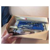assorted vintage office supplies drafting set