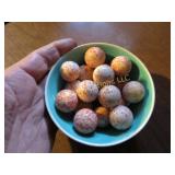 orange white speckled marbles asian bowl