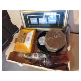 Roman framed print boxes amber bottle hooks