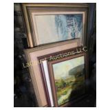 assorted vintage framed prints