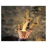 MCM brutalist Jere style sunburst geese wall decor