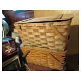 2 vintage picnic baskets one w insert tray