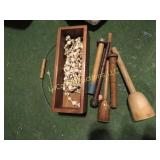wood kitchen tools box w handle spool shell