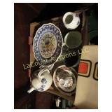 teapot teacups saucers plate misc vase