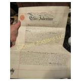 vintage 1800s deed type paper  document