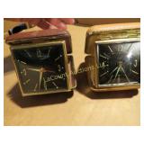 2 travel alarm clocks Linden & Florn glowing hands