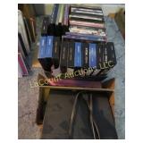 dvd player w dvds  vhs tapes