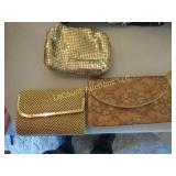3 gold purses one new old stock w tag