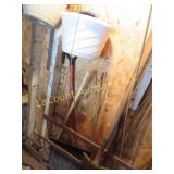 shovels bamboo stakes planters poultry netting