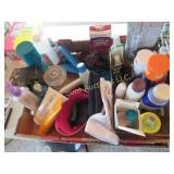 assorted bathroom supplies lotions covid test