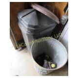 2 trash cans 1 plastic 1 galvanized