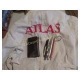 Atlas blasting coveralls pens notebook