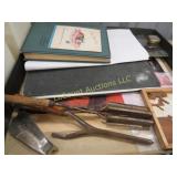 vintage curling irons ephemera wood scene shoe