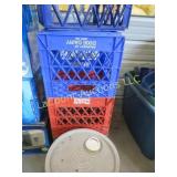 4 milk crates & pail