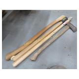 axe and extra wood handles