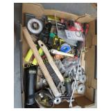 assorted garage smalls wire brushes pitch locator