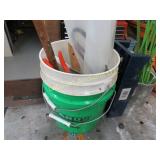 buckets w snips green stakes brushes misc