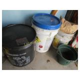 tin barrel pails half bag limestone